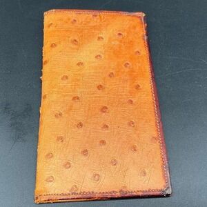 Vintage Ostrich Leather Letter Organizer Wallet with Notepad Tan Pocket‎ Tan